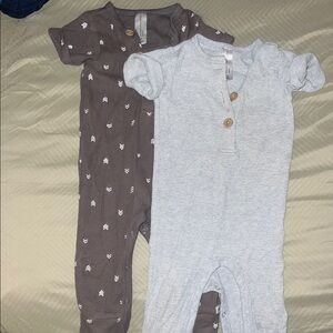 Gray and Brown Footies Rompers